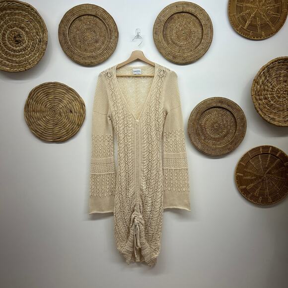 Revolve SNDYS Ruched Open Knit Fate Mini Dress Swimsuit Coverup Dress Medium - Picture 2 of 7